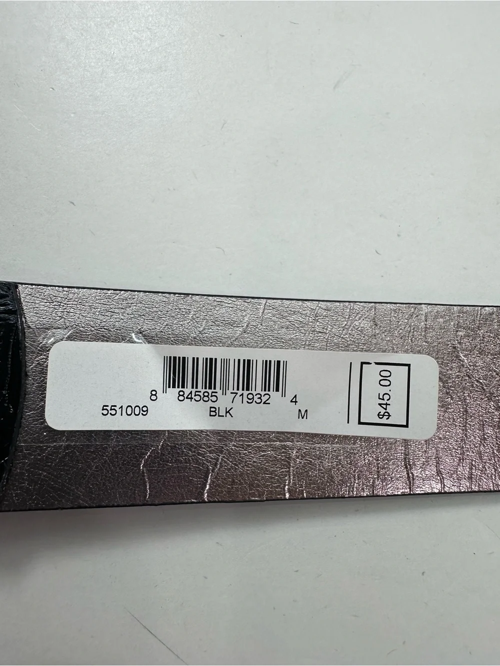 Michael Kors Black Croc-Embossed Belt with Silver MK Circle Buckle